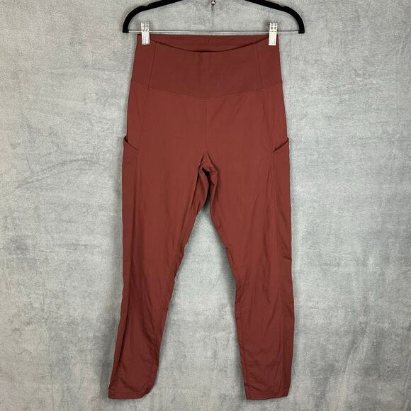Athleta Pants Womens 2 Burgundy Trekkie Hybrid Crop Tight Stretch Workout Gym - Picture 1 of 14